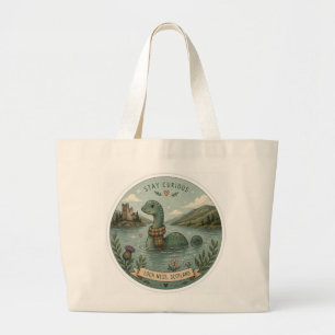 Stay Curious Cosy Cryptid Nessie Loch Ness Monster Large Tote Bag