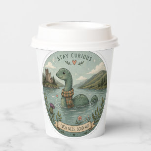 Stay Curious Cosy Cryptid Nessie Loch Ness Monster Paper Cups