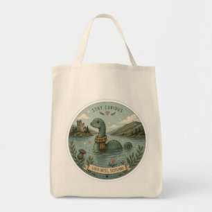 Stay Curious Cosy Cryptid Nessie Loch Ness Monster Tote Bag