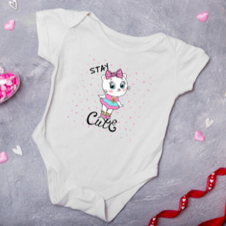 Stay Cute Baby Kitten Hearts Girl Bodysuit