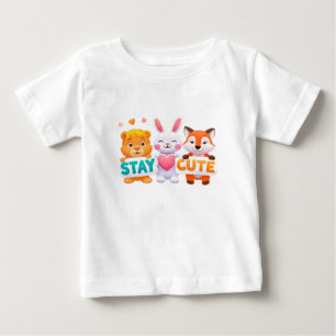 Stay Cute Bright, colourful animal illustration Baby T-Shirt