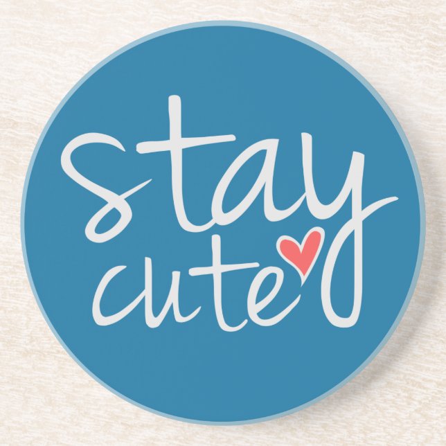 Stay Cute Coaster, Grey Coaster (Front)