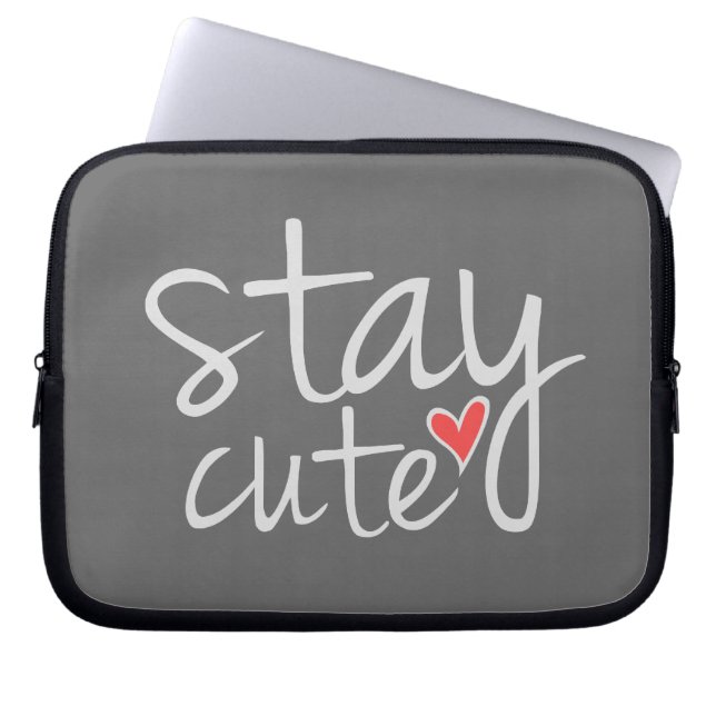 Stay Cute Laptop Sleeve, Grey Sleeve (Front)