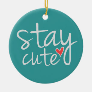 Stay Cute Ornament, Grey Ceramic Tree Decoration