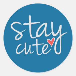 Stay Cute Stickers, Grey Classic Round Sticker
