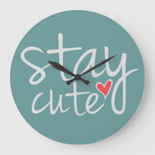 Stay Cute Wall Clock, Grey Large Clock