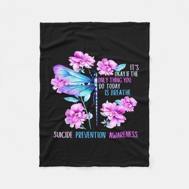 Stay dragonfly semicolon prevention awareness fleece blanket (Front)