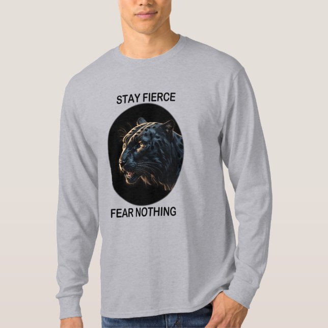 Stay Fierce Fear Nothing Black Panther T-Shirt (Front)
