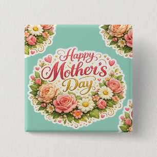 Stay floral wreath 15 cm square badge