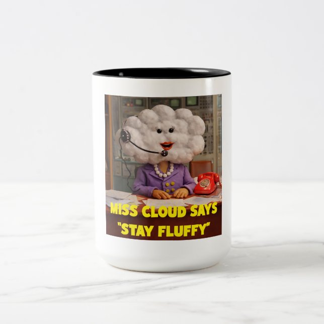 Stay Fluffy with Miss Cloud Two-Tone Coffee Mug (Center)