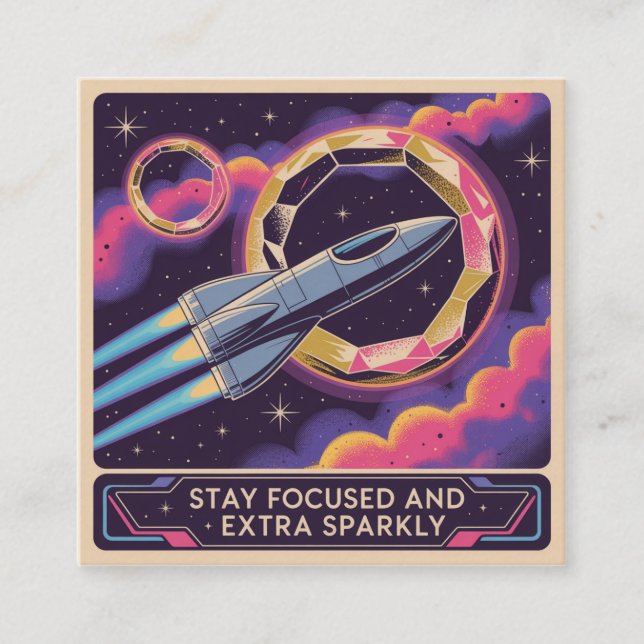 Stay Focused And Extra Sparkly Square Business Card (Front)