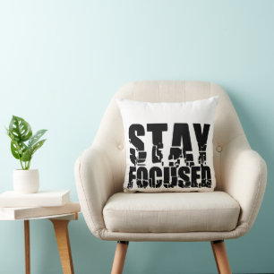 Stay Focused First Name Motivational Phrase Cushion