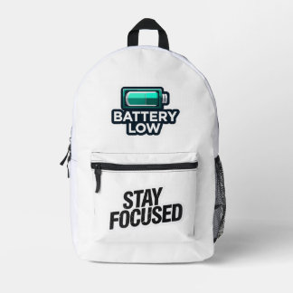 Stay Focused Minimal Typography Sweatshirt Printed Backpack