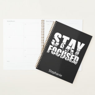 Stay Focused Motivational Phrase with White Text Planner