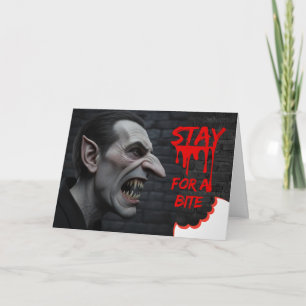 Stay for a Bite Halloween Vampire Scary Card