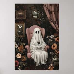 Stay For A Drink… If You Dare, Ghost Dark Academia Poster