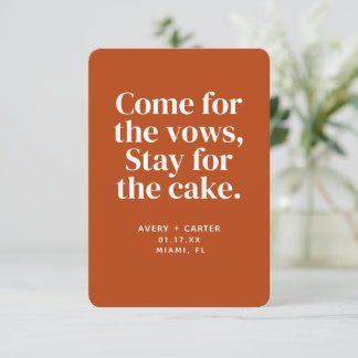 Stay for the Cake Funny Wedding Save the Date Invitation