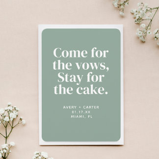 Stay for the Cake Funny Wedding Save the Date Invitation