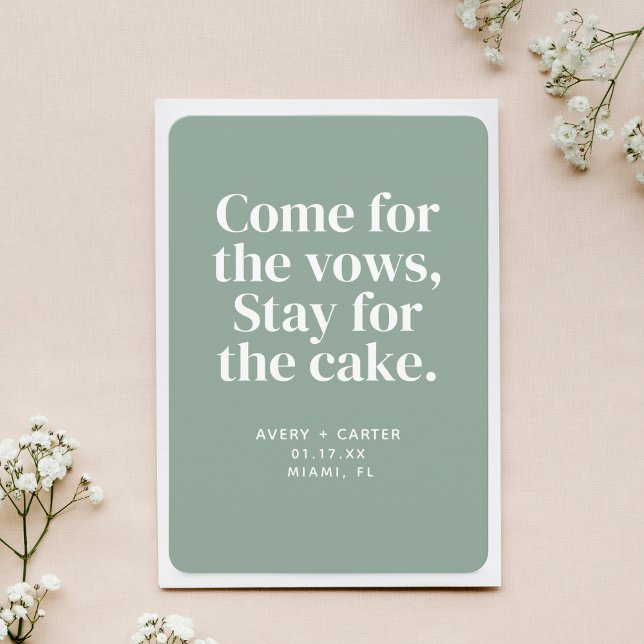 Stay for the Cake Funny Wedding Save the Date Invitation (Creator Uploaded)