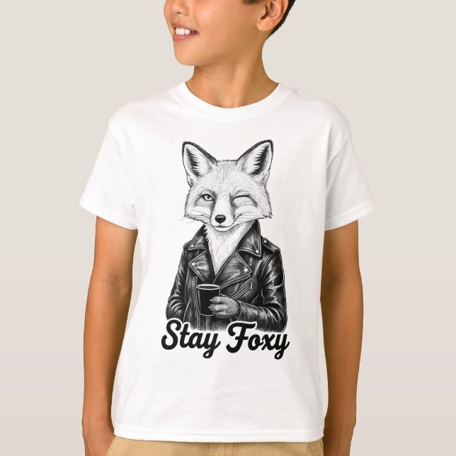Stay Foxy Cool Fox Design T-Shirt (Front)