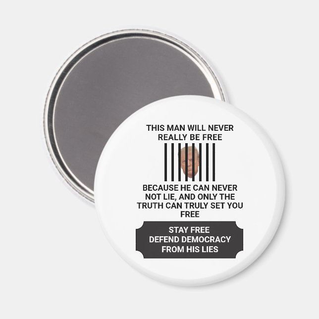 Stay Free Defend Democracy From Lies Magnet (Front/Back)