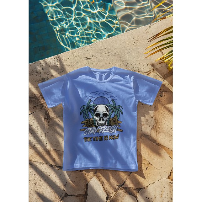 Stay Fresh Skull Beach T-Shirt – Edgy Surf  (Creator Uploaded)