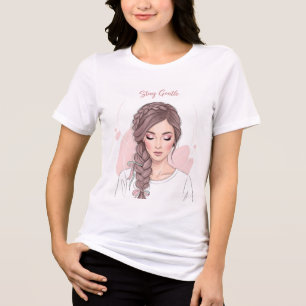 Stay Gentle - Braided Hair Floral Illustration Tri-Blend Shirt