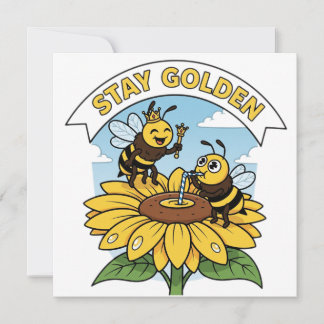 Stay Golden – Bee and Flower Illustration Invitation