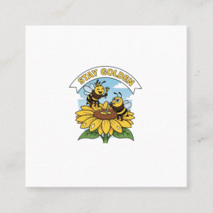 Stay Golden – Bee and Flower Illustration Square Business Card