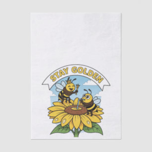 Stay Golden – Bee and Flower Illustration Tissue Paper