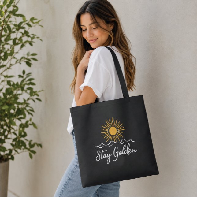 Stay Golden  Black Tote Bag (Creator Uploaded)