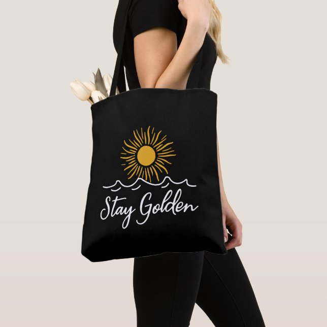 Stay Golden  Black Tote Bag (Close Up)