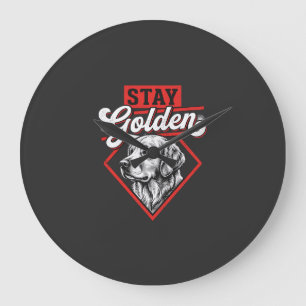 Stay Golden Golden Retriever Dog Large Clock