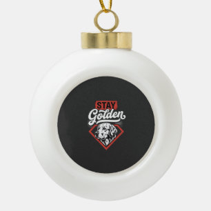 Stay Golden Golden Retriever Retro Dog Ceramic Ball Christmas Ornament