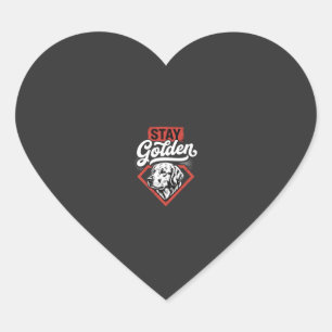 Stay Golden Golden Retriever Retro Dog Heart Sticker