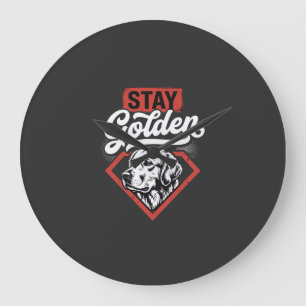 Stay Golden Golden Retriever Retro Dog Large Clock