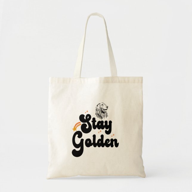 Stay Golden Groovy Retriever Dog Animal Pet Lover Tote Bag (Front)
