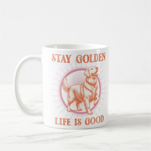 Stay Golden Life is Good Golden Retriever Retro Coffee Mug
