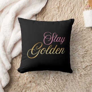 Stay Golden Pink & Gold Script Cushion