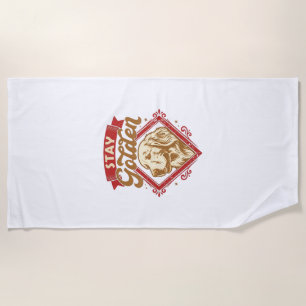 Stay Golden Retriever Dog Red Diamond_1 Beach Towel