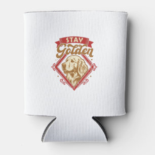 Stay Golden Retriever Dog Red Diamond_1 Can Cooler