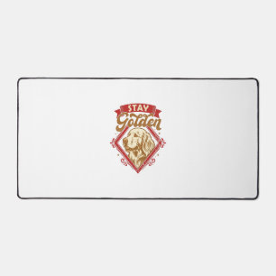 Stay Golden Retriever Dog Red Diamond_1 Desk Mat