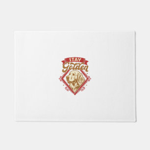 Stay Golden Retriever Dog Red Diamond_1 Doormat