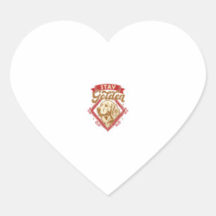 Stay Golden Retriever Dog Red Diamond_1 Heart Sticker