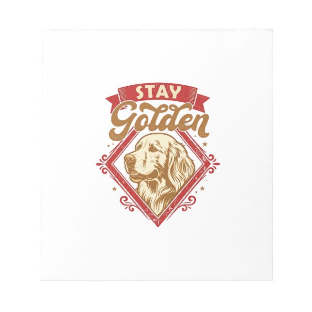 Stay Golden Retriever Dog Red Diamond_1 Notepad (Front)