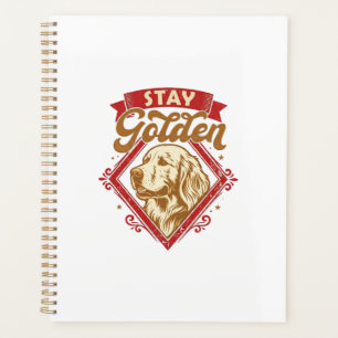 Stay Golden Retriever Dog Red Diamond_1 Planner