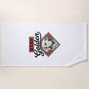 Stay Golden Retriever Vintage Dog Vector Design_1 Beach Towel
