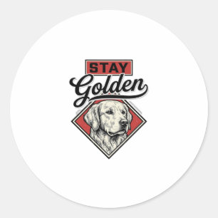 Stay Golden Retriever Vintage Dog Vector Design_1 Classic Round Sticker