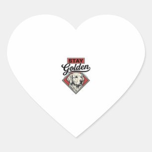 Stay Golden Retriever Vintage Dog Vector Design_1 Heart Sticker