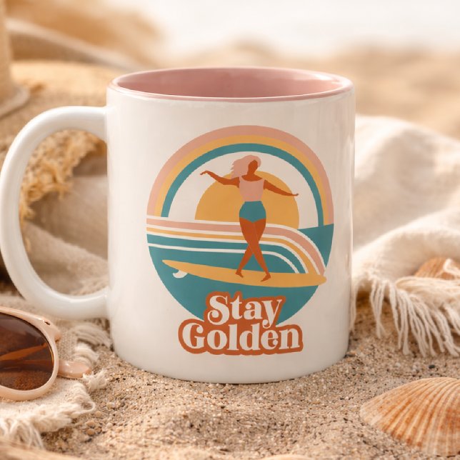 Stay Golden Retro Surf Mug Coastal Boho (Creator Uploaded)